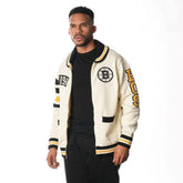 Boston Bruins The Wild Collective Unisex Jacquard Full-Zip Sweater - Cream