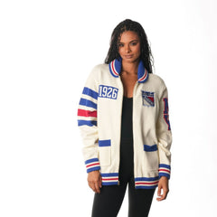 New York Rangers The Wild Collective Unisex Jacquard Full-Zip Sweater - Cream