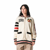 Chicago Blackhawks The Wild Collective Unisex Jacquard Full-Zip Sweater - Cream