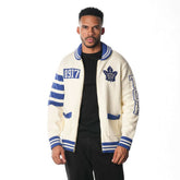 Toronto Maple Leafs The Wild Collective Unisex Jacquard Full-Zip Sweater - Cream