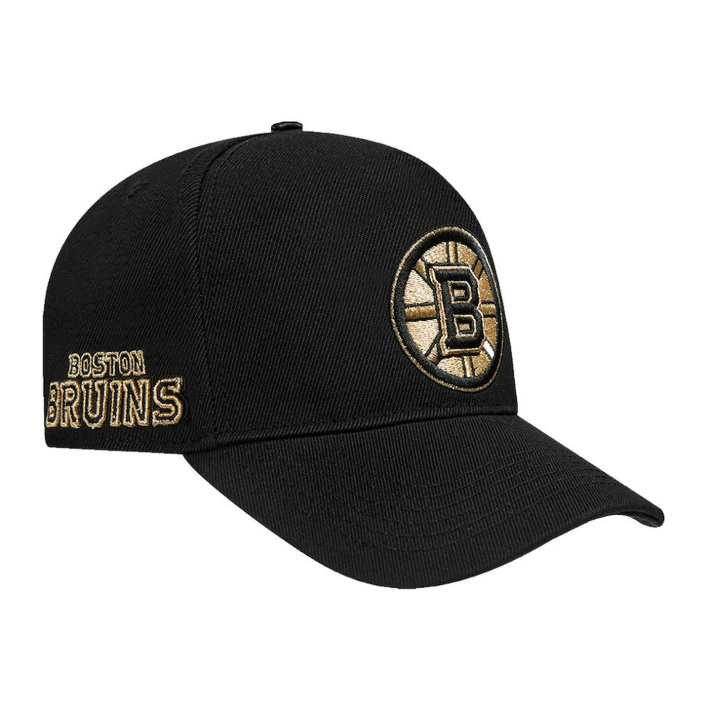 Boston Bruins Pro Standard Metallic Logo Pinch Front Adjustable Hat - Black Hats