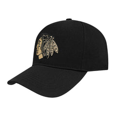 Chicago Blackhawks Pro Standard Metallic Logo Pinch Front Adjustable Hat - Black Hats