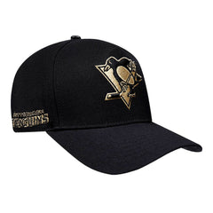 Pittsburgh Penguins Pro Standard Metallic Logo Pinch Front Adjustable Hat - Black Hats