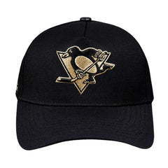 Pittsburgh Penguins Pro Standard Metallic Logo Pinch Front Adjustable Hat - Black Hats