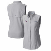 Houston Texans Women's PFG Tamiami Omni-Shade Sleeveless Button-Up Shirt - Gray for sale