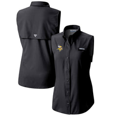 Minnesota Vikings Women's PFG Tamiami Omni-Shade Sleeveless Button-Up Shirt - Black cheap