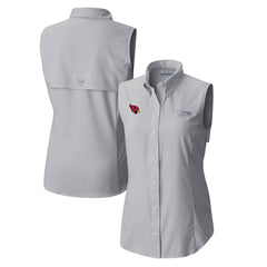 Arizona Cardinals Women's PFG Tamiami Omni-Shade Sleeveless Button-Up Shirt - Gray for sale