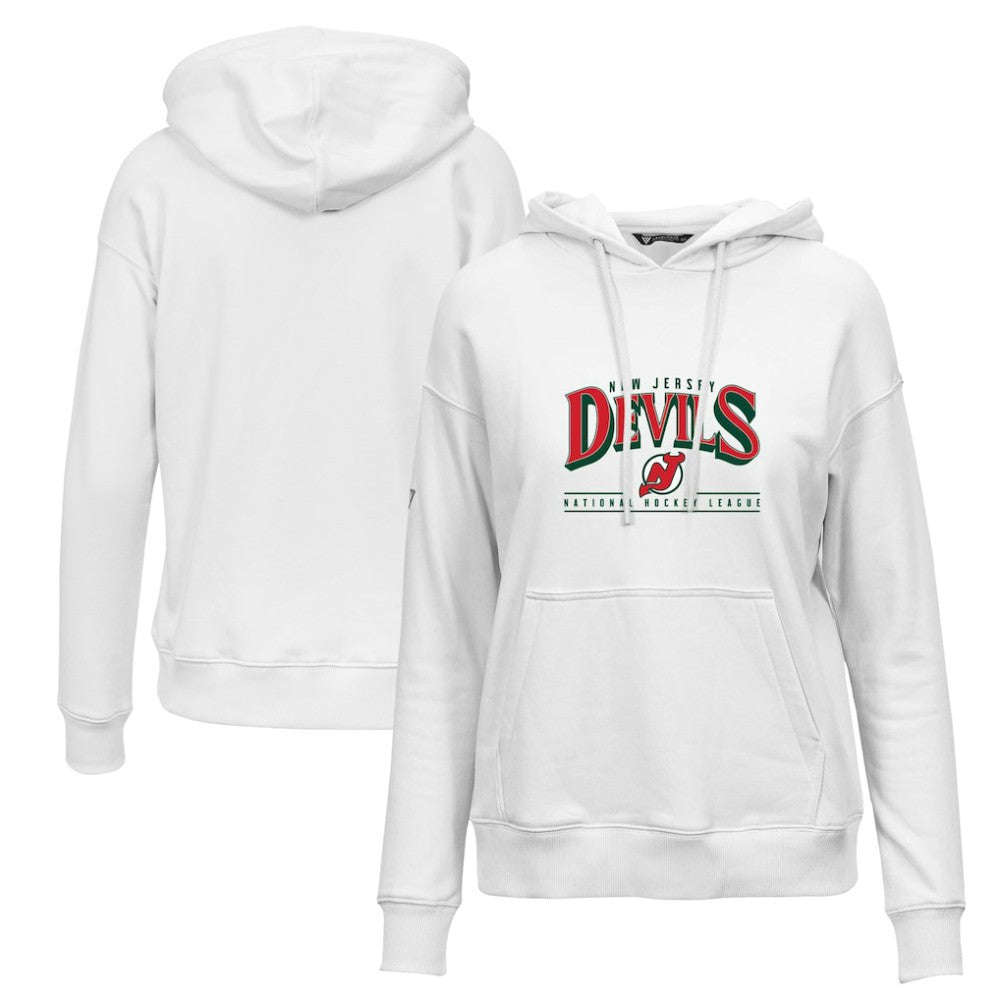 New Jersey Devils Levelwear Women's Retro Adorn Spellout Pullover Hoodie - White Jerseys