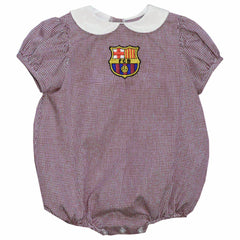 Barcelona Vive La Fete Girls Infant Gingham Puffy Bubble Dress on sale - Maroon
