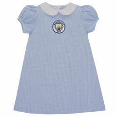 Manchester City Vive La Fete Girls Toddler Gingham Puffy A-Line Dress Discount - Sky Blue