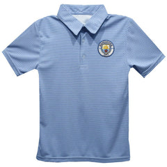 Manchester City Vive La Fete Youth Pencil Stripe Polo - Sky Blue for sale