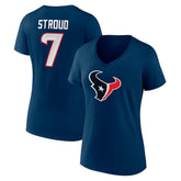 C.J. Stroud Houston Texans Women's Icon Player Name & Number V-Neck T-Shirt - Navy for sale