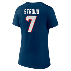C.J. Stroud Houston Texans Women's Icon Player Name & Number V-Neck T-Shirt - Navy for sale