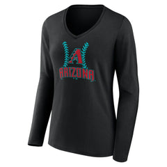 Corbin Carroll Arizona Diamondbacks Women's Name & Number Fastball V-Neck Long Sleeve T-Shirt Black