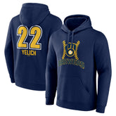 Christian Yelich Milwaukee Brewers Name & Number Fastball Pullover Hoodie Navy