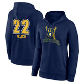 Christian Yelich Milwaukee Brewers Women's Name & Number Fastball Pullover Hoodie Navy