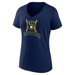 Christian Yelich Milwaukee Brewers Women's Name & Number Fastball V-Neck T-Shirt Navy