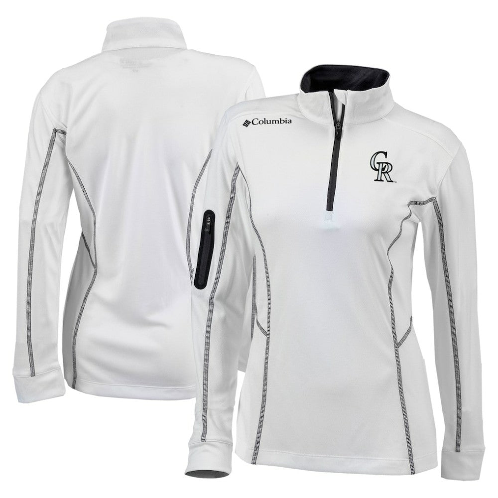 Colorado Rockies Women's Omni-Wick Shotgun Quarter-Zip Pullover Top White