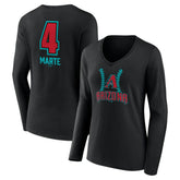 Ketel Marte Arizona Diamondbacks Women's Name & Number Fastball V-Neck Long Sleeve T-Shirt Black
