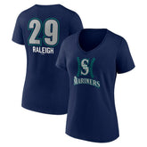 Cal Raleigh Seattle Mariners Women's Name & Number Fastball V-Neck T-Shirt Navy