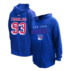 Mika Zibanejad New York Rangers Profile Women's Plus Size Name & Number Thermal Pullover Hoodie - Blue Hoodies