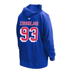 Mika Zibanejad New York Rangers Profile Women's Plus Size Name & Number Thermal Pullover Hoodie - Blue Hoodies