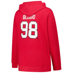 Connor Bedard Chicago Blackhawks Profile Women's Plus Size Name & Number Thermal Pullover Hoodie - Red Hoodies