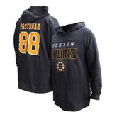 David Pastrnak Boston Bruins Profile Women's Plus Size Name & Number Thermal Pullover Hoodie - Black Hoodies
