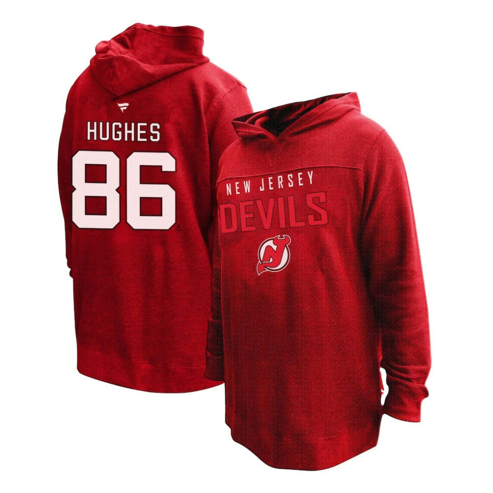 Jack Hughes New Jersey Devils Profile Women's Plus Size Name & Number Thermal Pullover Hoodie - Red Jerseys