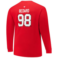 Connor Bedard Chicago Blackhawks Profile Big & Tall Name & Number Thermal Pullover Sweatshirt - Red Sweatshirts