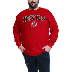 Jack Hughes New Jersey Devils Profile Big & Tall Name & Number Thermal Pullover Sweatshirt - Red Sweatshirts