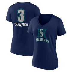 J.P. Crawford Seattle Mariners Women's Name & Number Fastball V-Neck T-Shirt Navy