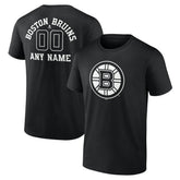 Boston Bruins Personalized Name & Number Monochrome T-Shirt - Black T-shirts