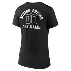Boston Bruins Women's Personalized Name & Number Monochrome V-Neck T-Shirt - Black T-shirts