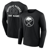 Buffalo Sabres Personalized Name & Number Monochrome Long Sleeve T-Shirt - Black T-shirts