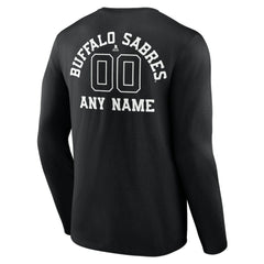 Buffalo Sabres Personalized Name & Number Monochrome Long Sleeve T-Shirt - Black T-shirts