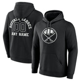 Buffalo Sabres Personalized Name & Number Monochrome Pullover Hoodie - Black Hoodies
