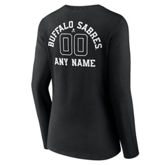 Buffalo Sabres Women's Personalized Name & Number Monochrome Long Sleeve V-Neck T-Shirt - Black T-shirts