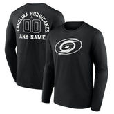 Carolina Hurricanes Personalized Name & Number Monochrome Long Sleeve T-Shirt - Black T-shirts
