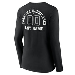 Carolina Hurricanes Women's Personalized Name & Number Monochrome Long Sleeve V-Neck T-Shirt - Black T-shirts