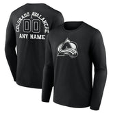 Colorado Avalanche Personalized Name & Number Monochrome Long Sleeve T-Shirt - Black T-shirts