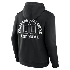 Colorado Avalanche Personalized Name & Number Monochrome Pullover Hoodie - Black Hoodies