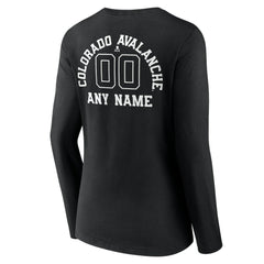 Colorado Avalanche Women's Personalized Name & Number Monochrome Long Sleeve V-Neck T-Shirt - Black T-shirts