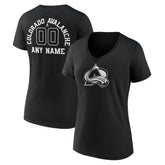 Colorado Avalanche Women's Personalized Name & Number Monochrome V-Neck T-Shirt - Black T-shirts