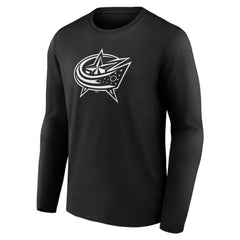 Columbus Blue Jackets Personalized Name & Number Monochrome Long Sleeve T-Shirt - Black T-shirts