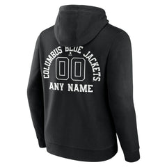 Columbus Blue Jackets Personalized Name & Number Monochrome Pullover Hoodie - Black Hoodies