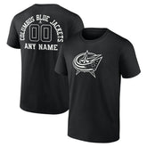 Columbus Blue Jackets Personalized Name & Number Monochrome T-Shirt - Black T-shirts