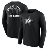 Dallas Stars Personalized Name & Number Monochrome Long Sleeve T-Shirt - Black T-shirts