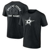 Dallas Stars Personalized Name & Number Monochrome T-Shirt - Black T-shirts