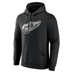 Detroit Red Wings Personalized Name & Number Monochrome Pullover Hoodie - Black Hoodies